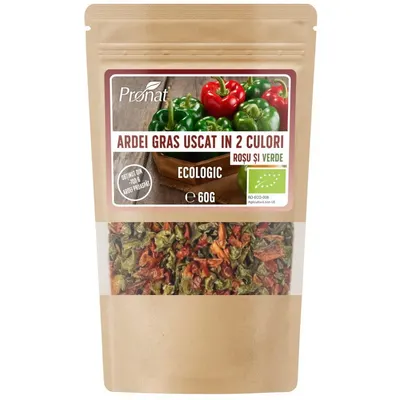 Ardei Gras Uscat in 2 Culori (Rosu si Verde) Ecologic/Bio 60g