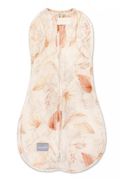 Saculet swaddle pentru infasat + caciulita Second Step Boho Sand 0.2 Tog Sleepee