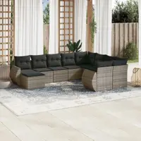 Gossi set mobilier de gradina cu perne, 10 piese, gri, poliratan