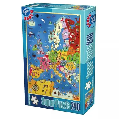 Puzzle 240 Piese, Harta Europei, D-toys
