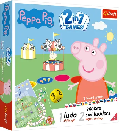 Joc de societate 2 în 1 Peppa Pig (Ludo/Snakes and Ladders) - pentru copii