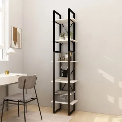 vidaXL Bibliotecă cu 5 rafturi, alb, 40x30x175 cm, lemn masiv de pin