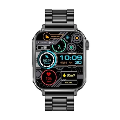 COLMI P80 Black Steel - Smartwatch 1.83 HD, Brățară Oțel Inoxidabil Negru, Bluetooth 5.3, Monitorizare Sănătate, IP67 Waterproof, Android iOS