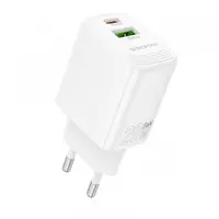 Incarcator Retea Borofone BN27 Fuente, 20W, 3A, 1 x USB-A - 1 x USB-C, Alb