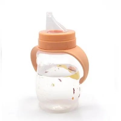 Cana cu manere si cioc de silicon BabyJem 250ml Turtle Portocaliu