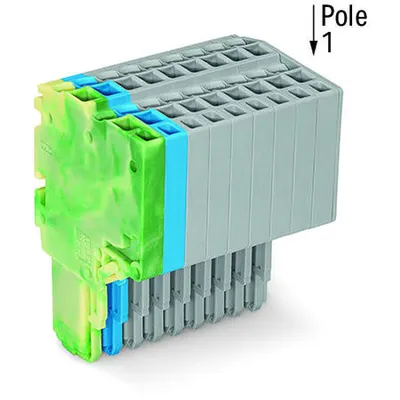 2-conductor female connector; 1.5 mm²; 11-pole; 1,50 mm²; green-yellow, blue, gray
