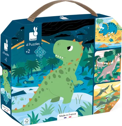 Puzzle pentru copii Janod 4 în 1 - Dinozaurii