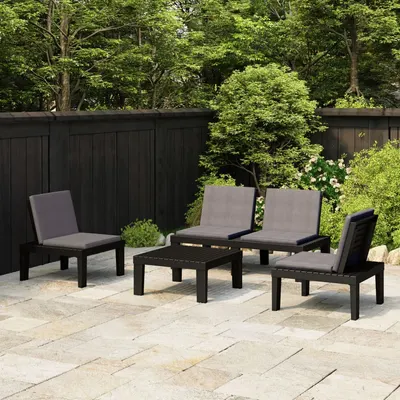Gossi set mobilier de gradina cu perne, 4 piese, gri, plastic