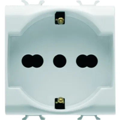 Italian/german Standard Priza 250v Ac - 2p+e 16a Dual Amperage - 2 Modules - White - Chorus