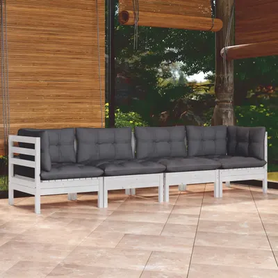 vidaXL Set mobilier grădină cu perne, 4 piese, lemn masiv de pin