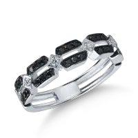 Inel din aur alb cu diamante negre si incolore de 0.33ct