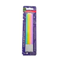 Set 6 lumânări drepte, pentru tort, fosforescent, multicolor, Celebright, 15.5 cm