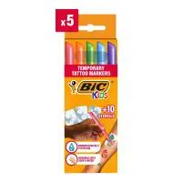 Set 5 markere si 10 sabloane pentru tatuaje temporare, Bic Kids