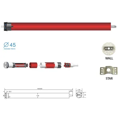Motor tubular EURO40W/O, 40 Nm, alimentare la retea 230 V