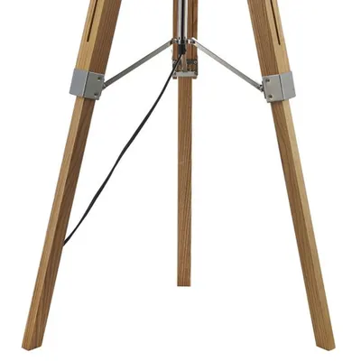 Lampadar de podeaEasel Tripod Floor Lamp Light Wood Polished Chrome Base Only