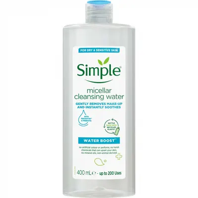 Apa Micelara pentru Ten uscat si Sensibil, Simple Water Boost, 400 ml