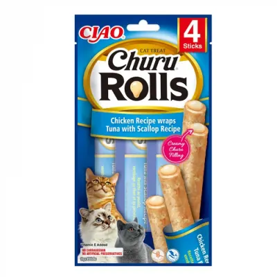 Recompense pentru pisici Churu Rolls cu pui ton scoici 4 buc x 10 gr
