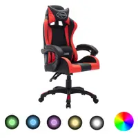 vidaXL Scaun de jocuri cu LED RGB, roșu și negru, piele ecologică