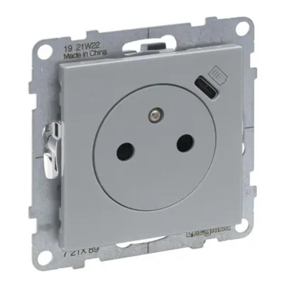 Priza 2P+T std FR cu Incarc USB C, alu