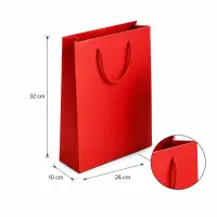 Pungi cadou dreptunghiulare uni - roșu (set 12 buc) - Medie - 26x32x10cm