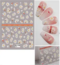 Abtibilduri unghii 3D Marquise, STICKER36, Alb/Rosu