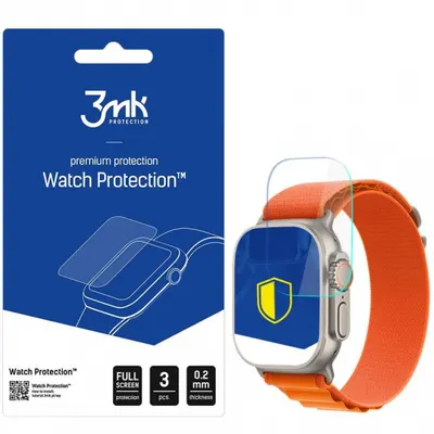 Folie Protectie 3MK FlexibleGlass pentru Apple Watch Ultra / Ultra 2 Series, Set 3 bucati, Sticla Flexibila