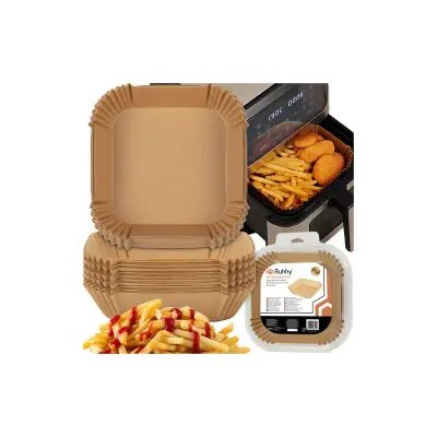 Set 100 hartii de copt pentru air fryer, baza 16x16 cm, de unica folosinta