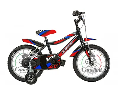 Bicicletă pentru băieți Canellini VORTEX 14" - Negru/Roșu/Albastru