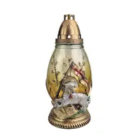 Candela din Sticla cu Decoratiune Pasti, Miel