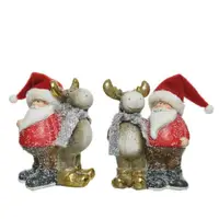 Figurina decorativa - Santa with Deer - Red - mai multe modele