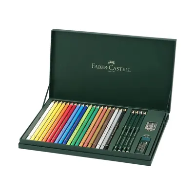 Creioane colorate, 20culori/set +4 creioane grafit si accesorii, Polychromos Faber-Castell