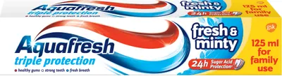 Aquafresh Triple Protection Pastă de dinţi Fresh & Minty, albastru, 125 ml