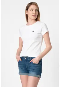 Tricou slim fit din bumbac organic J20J212883 - Alb optic