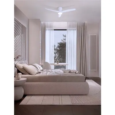 Lustra cu ventilator ALOA Nisipiu Alb Metal & Acrylic Alb Lemn Color Blades LED 18 Wat 2190Lm 220-240Volt IP20 3000-4000-6500K 40Wat Rated Power & 6 Speeds cu Remote Control Summer & Winter Mode 10 Years Warranty of Motor