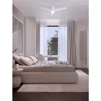 Lustra cu ventilator ALOA Nisipiu Alb Metal & Acrylic Alb Lemn Color Blades LED 18 Wat 2190Lm 220-240Volt IP20 3000-4000-6500K 40Wat Rated Power & 6 Speeds cu Remote Control Summer & Winter Mode 10 Years Warranty of Motor