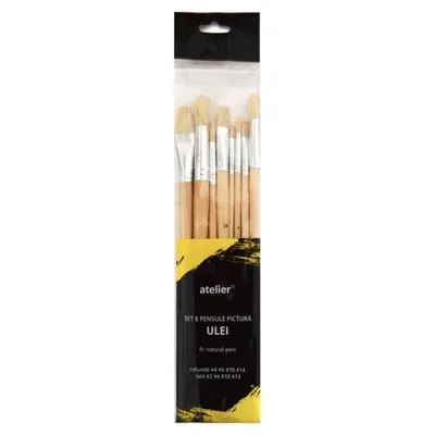 Set 2 x Pensule Pictura Ulei Atelier, 8 Bucati