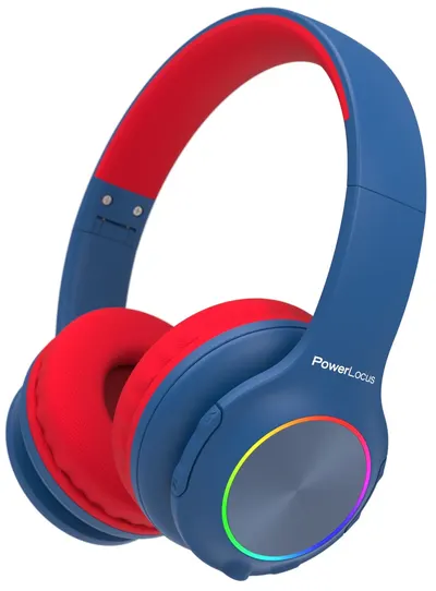 Căști pentru copii PowerLocus - PLED, wireless, albastre/roşie