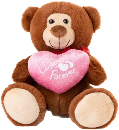 Jucărie de pluș Amek Toys - Ursuleț maro cu inimă, 20 cm