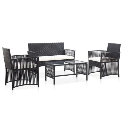 Gossi set mobilier de gradina cu perne, 4 piese, negru, poliratan