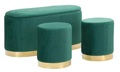 Mauro Ferretti Banca Cu Depozitare Și Taburet Shopy Green Set 3 Bucăți Cm 80X37X42-29X33 | Aosom Romania