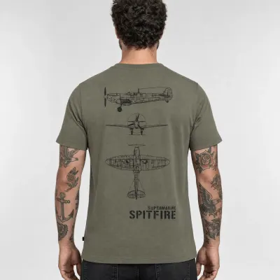 Tricou Army cu Avionul Spitfire Fostex – Olive - S