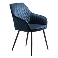 Scaun de sufragerie albastru cu cotiere tapițat Milton – Unique Furniture