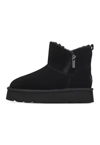 Ghete flatform de piele intoarsa - Negru