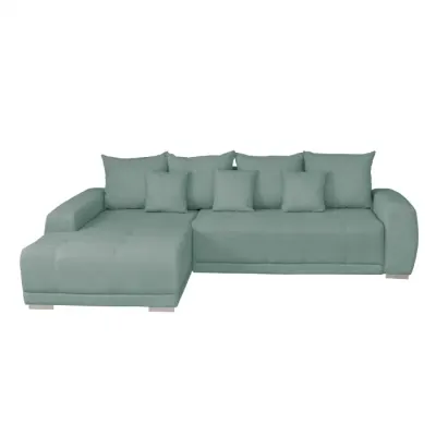 Coltar MARIBO L extensibil, cu arcuri si lada depozitare, colt stanga, mint, 282x205x92 cm