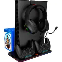 Stand de racire multifunctional CANYON CS-PS5, Iluminare de fundal RGB, compatibil PlayStation 5, functie incarcare controller (Negru)