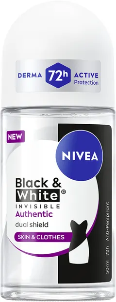 Nivea Deodorant roll-on Black & White Invisible Authentic, 50 ml