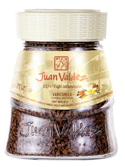 Cafea solubila liofilizata Vanilie si Scortisoara, 95g, Juan Valdez