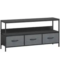 HOMCOM Suport TV Mobil, Până La 55", cu 3 Sertare Textil Pliabile, Raft, 120x29x56 cm, Negru | Aosom Romania