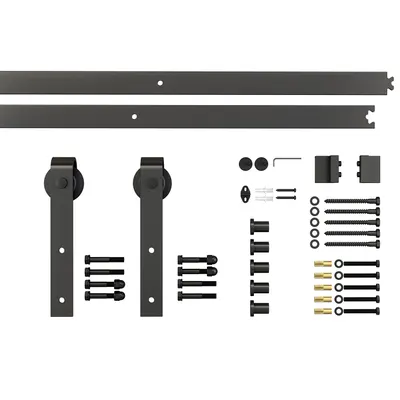 HOMCOM kit montat usi glisante, 200x4x0.6cm, negru | Aosom Romania