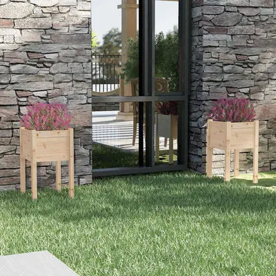 vidaXL Jardiniere de grădină, 2 buc., 40x40x70 cm, lemn masiv de pin
